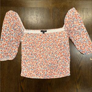 Dynamite- Smocked Floral Crop Top